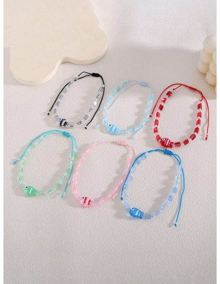 Pack 12 tobilleras ajustables pez efecto cristal