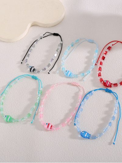 Pack 12 tobilleras ajustables pez efecto cristal 2