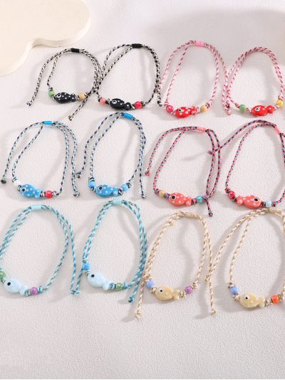 Pack 12 tobilleras ajustables pez esmaltado multicolor 2