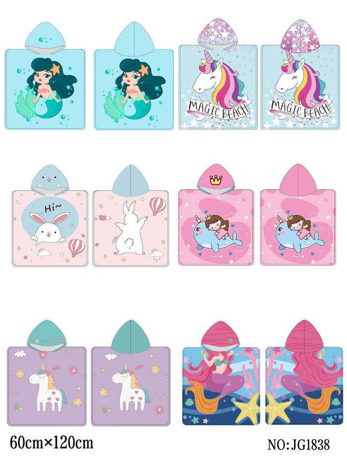 Kinderponcho-Handtuch mit Kapuze und Fantasiemuster