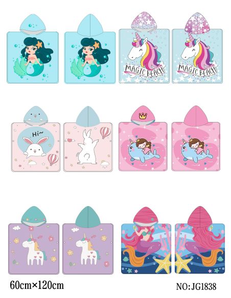 Kinderponcho-Handtuch mit Kapuze und Fantasiemuster