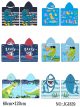 Poncho toalla infantil con capucha estampado dino y tiburón