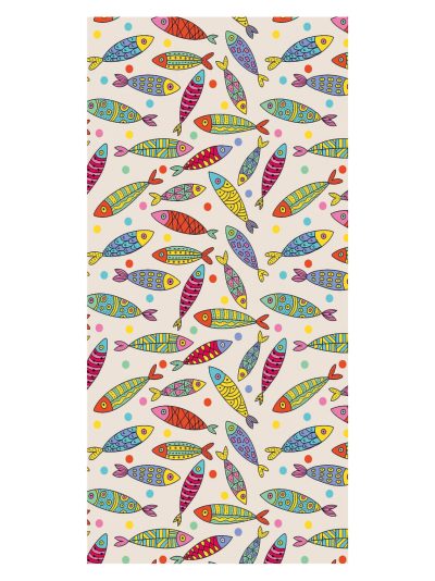 Toalla de playa estampado peces multicolor