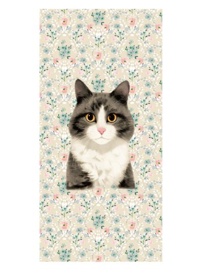 Toalla de playa con estampado de gatos floral