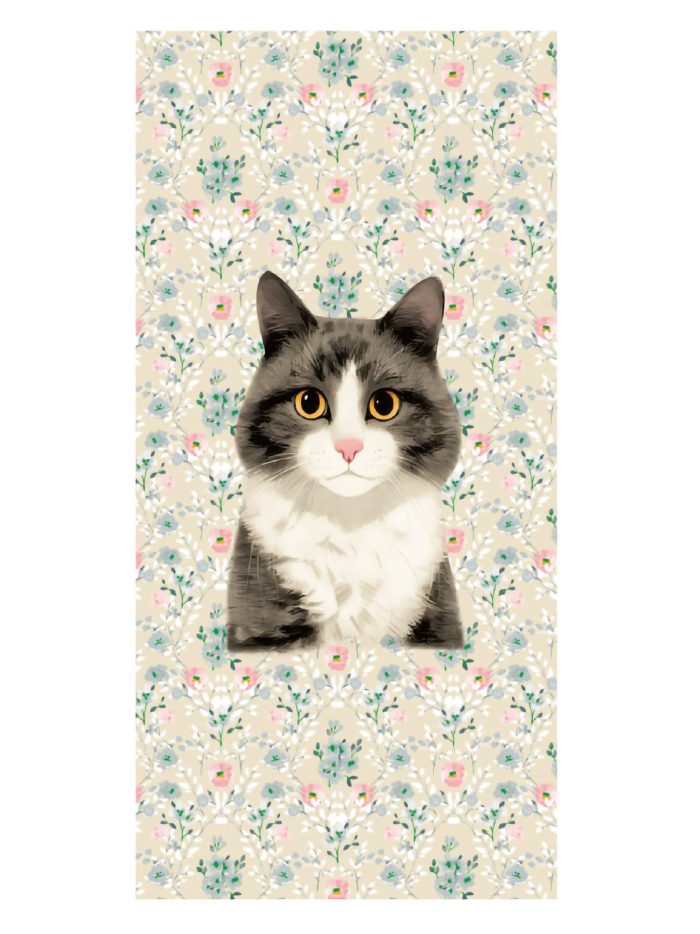 Toalla de playa con estampado de gatos floral