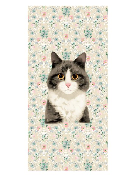 Toalla de playa con estampado de gatos floral
