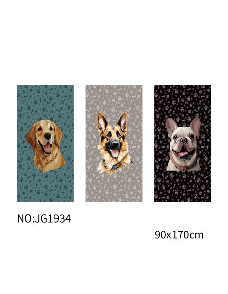 Strandtuch mit Hunde- und Pfotenabdruck