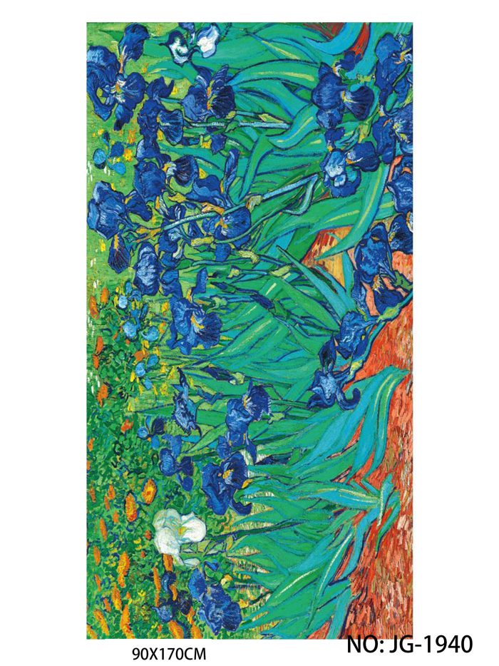 Asciugamano da spiaggia con ispirazione artistica iris blu