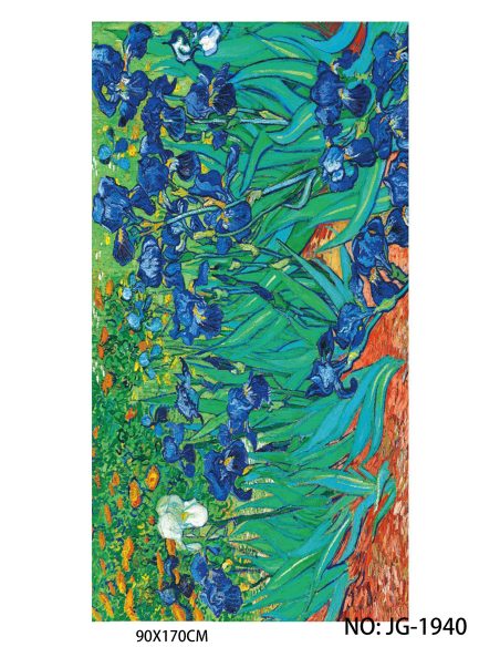 Asciugamano da spiaggia con ispirazione artistica iris blu