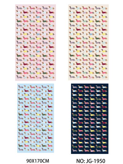 Toalla de playa con estampado de perro salchicha 2