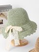 Sombrero de rafia crochet con lazo de encaje