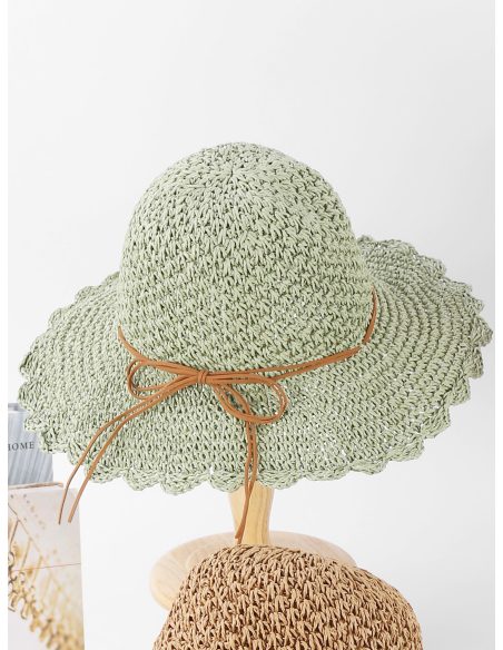 Sombrero de rafia crochet con cordón