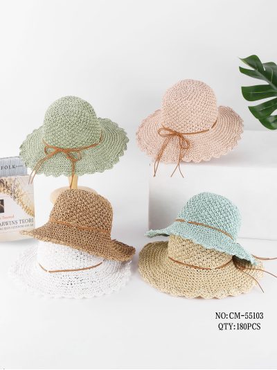 Sombrero de rafia crochet con cordón 2