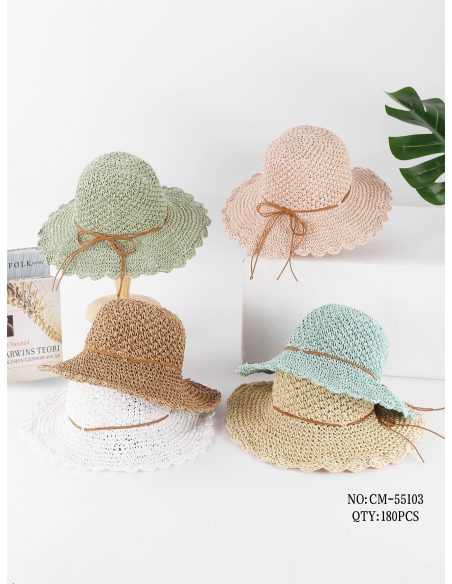 Sombrero de rafia crochet con cordón