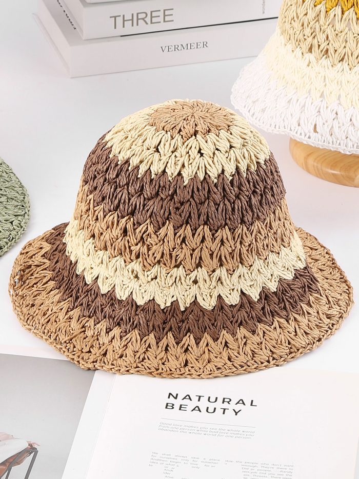 Gorro bucket de rafia multicolor