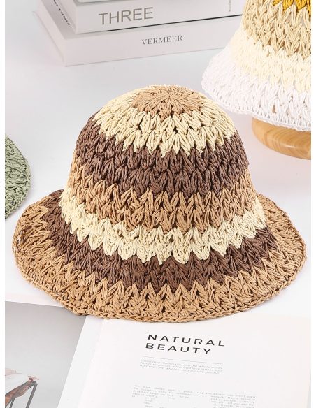 Gorro bucket de rafia multicolor