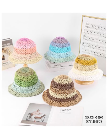 Gorro bucket de rafia multicolor