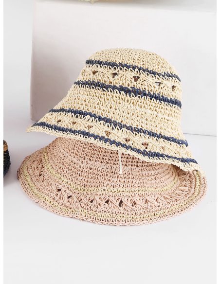 Gorro bucket de rafia calado