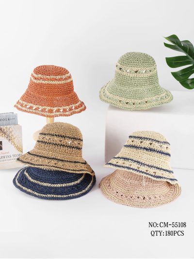 Gorro bucket de rafia calado 2