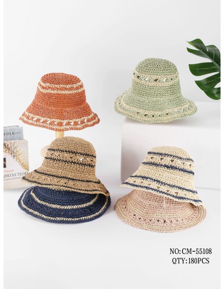 Gorro bucket de rafia calado