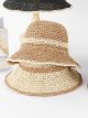Sombrero bucket de rafia con banda en contraste