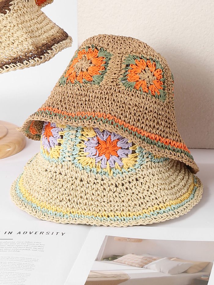 Bob en crochet à carreaux floraux