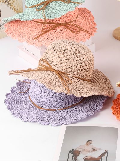 Sombrero de rafia con lazo de cordón