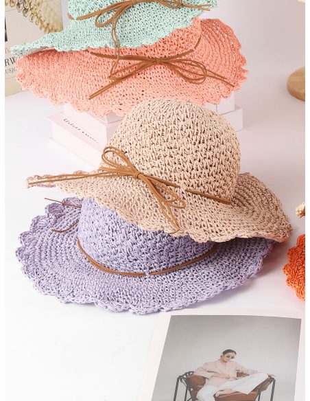 Sombrero de rafia con lazo de cordón