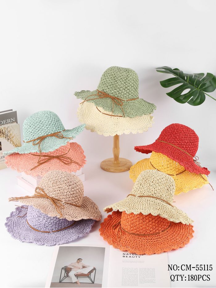 Sombrero de rafia con lazo de cordón