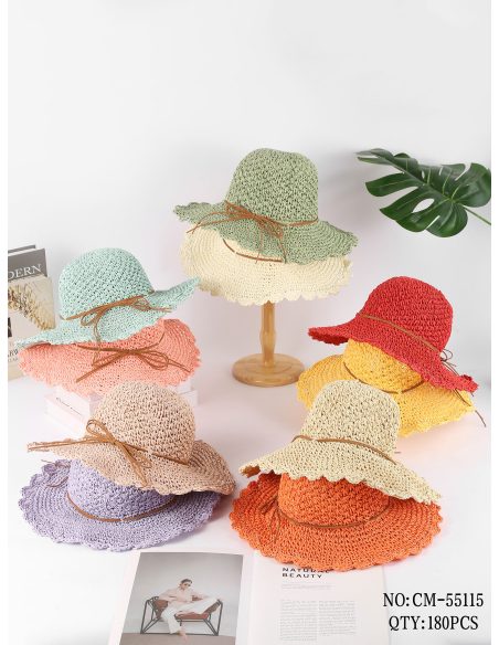 Sombrero de rafia con lazo de cordón