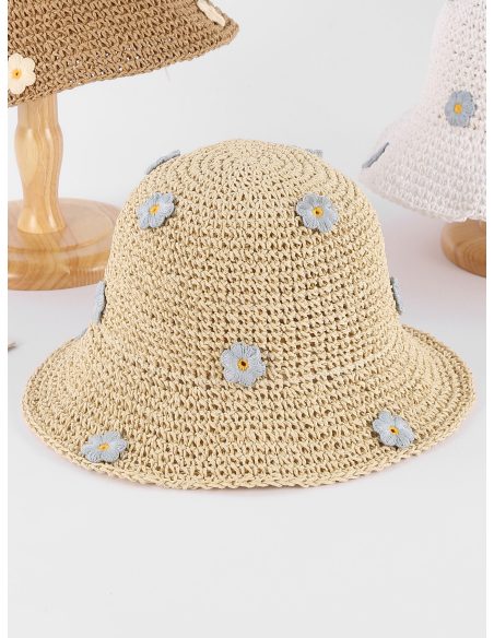 Sombrero bucket con flores bordadas