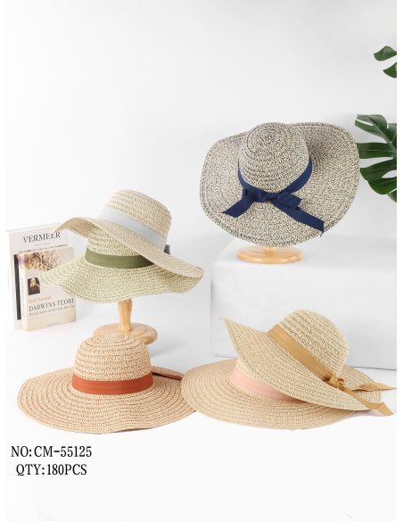 Sombrero de rafia ala ancha con lazo