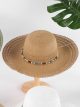 Cappello boho in rafia con cordino di perline