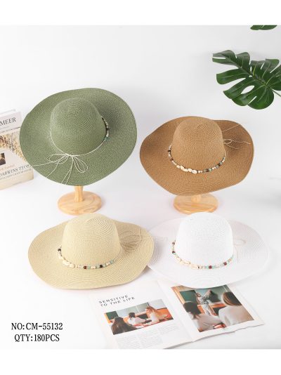 Sombrero de rafia con abalorios multicolor 2