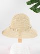 Sombrero de rafia calado con cordón y abalorios de estrellas