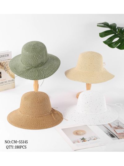 Sombrero de rafia lentejuelas ala ancha con cordón 2