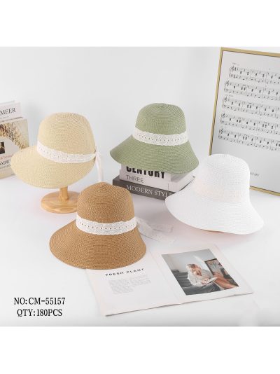 Sombrero de rafia tipo cloche con cinta bordada 2