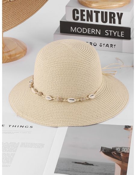 Raffia-Glockenhut mit Muschelband