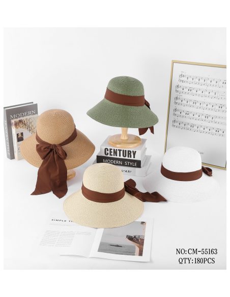 Sombrero de rafia ala ancha con lazo grande
