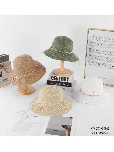 Sombrero de rafia tipo cloche con lentejuelas y cordón 2