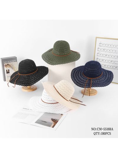 Sombrero de rafia calado de ala ancha con cordón 2