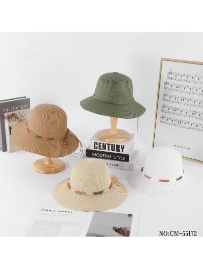 Sombrero de rafia tipo cloche con cordón multicolor 2