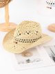 Sombrero de paja estilo cowboy calado con cuentas