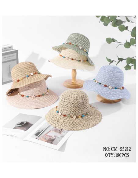 Durchbrochener Basthut mit Perlen und Seesternen