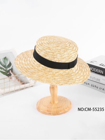 Sombrero canotier de paja con cinta negra 2