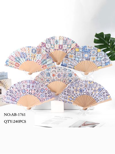 Abanico de madera estampado mosaico 2