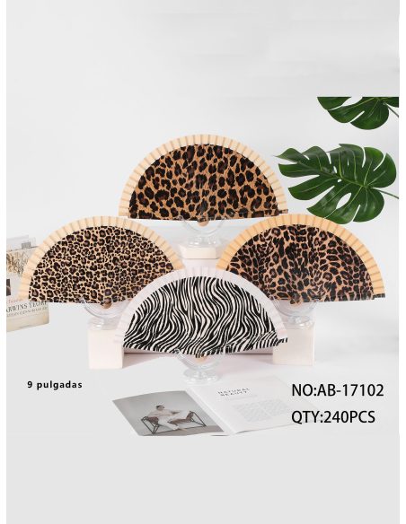 leque de madeira com estampa animal