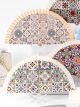 Abanico de madera estampado mosaico
