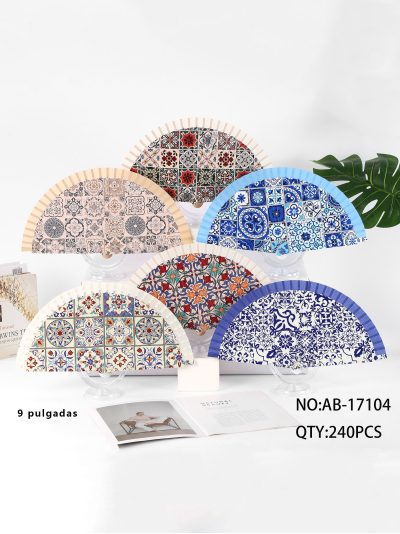 Abanico de madera estampado mosaico 2