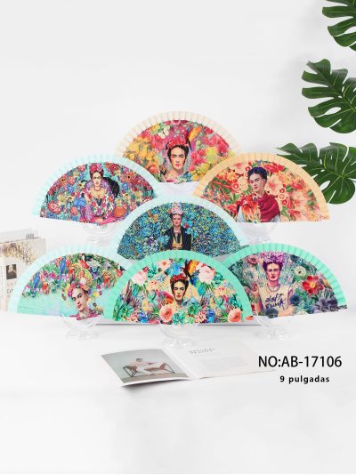 Abanico de madera estampado Frida 2